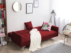 Divano letto 3 posti LUCAN Tessuto Rosso scuro