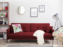 Divano letto 3 posti LUCAN Tessuto Rosso scuro