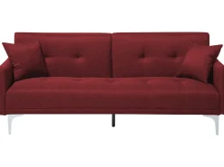 Divano letto 3 posti LUCAN Tessuto Rosso scuro