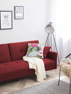 Divano letto 3 posti LUCAN Tessuto Rosso scuro