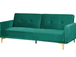 Divano letto 3 posti LUCAN Velluto Verde smeraldo