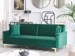 Divano letto 3 posti LUCAN Velluto Verde smeraldo
