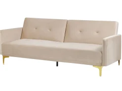 Divano letto 3 posti LUCAN Velluto Beige