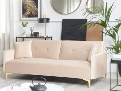 Divano letto 3 posti LUCAN Velluto Beige