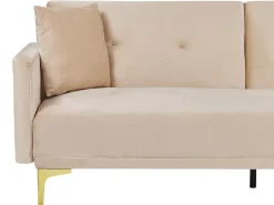 Divano letto 3 posti LUCAN Velluto Beige