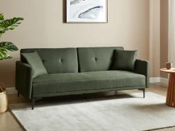 Divano letto 3 posti LUCAN Tessuto Verde scuro