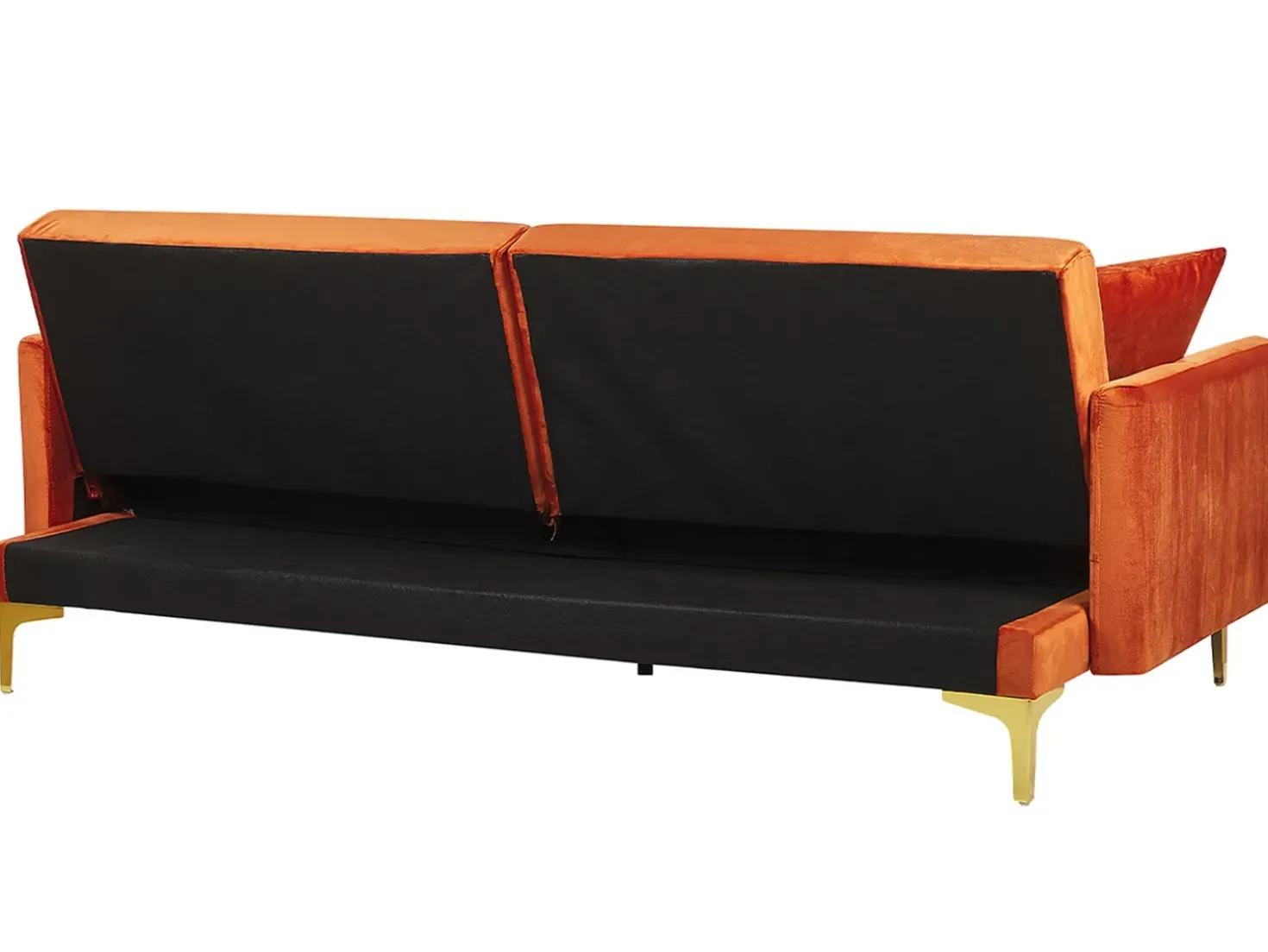 Divano letto 3 posti LUCAN Velluto Arancione