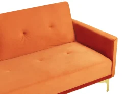 Divano letto 3 posti LUCAN Velluto Arancione