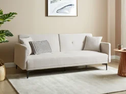 Divano letto 3 posti LUCAN Tessuto Beige chiaro