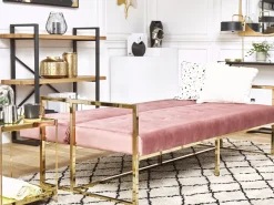 Divano letto 3 posti MARSTAL Velluto Rosa