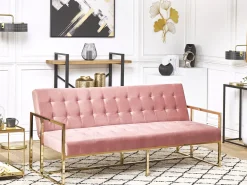 Divano letto 3 posti MARSTAL Velluto Rosa