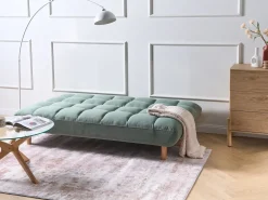 Divano letto 2 posti RISOR Tessuto Verde chiaro