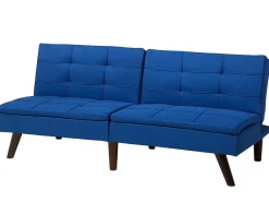 Divano letto 3 posti RONNE Tessuto Blu marino