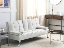Divano letto 3 posti ROXEN Tessuto Beige chiaro