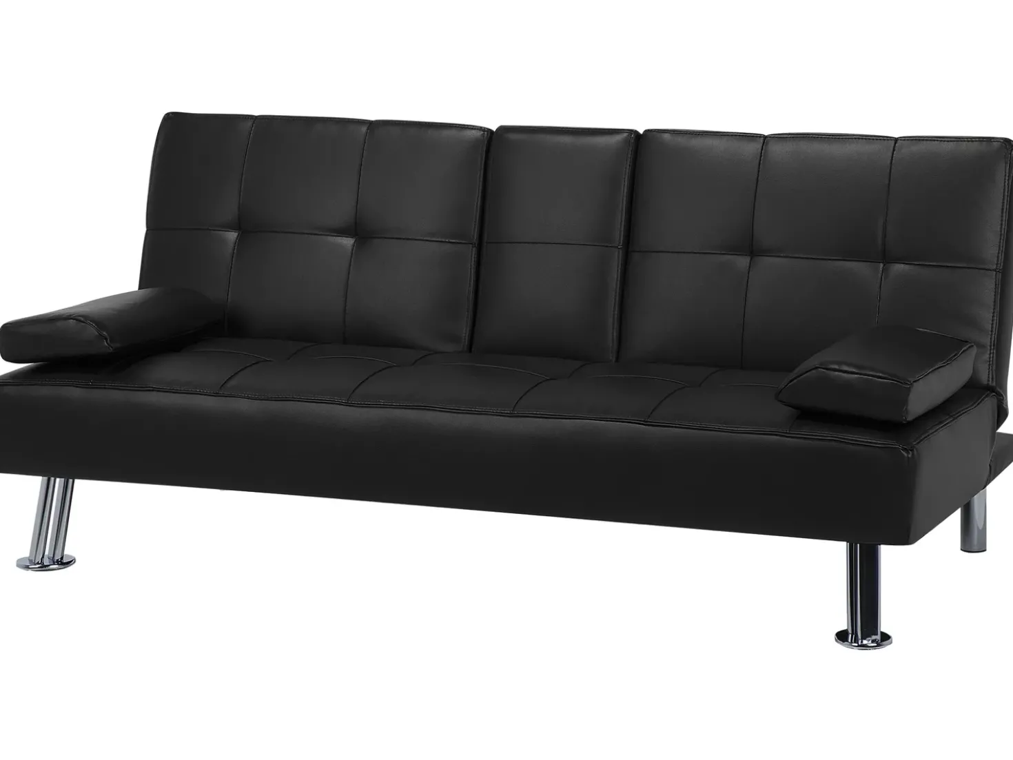 Divano letto 3 posti ROXEN Pelle sintetica Nero