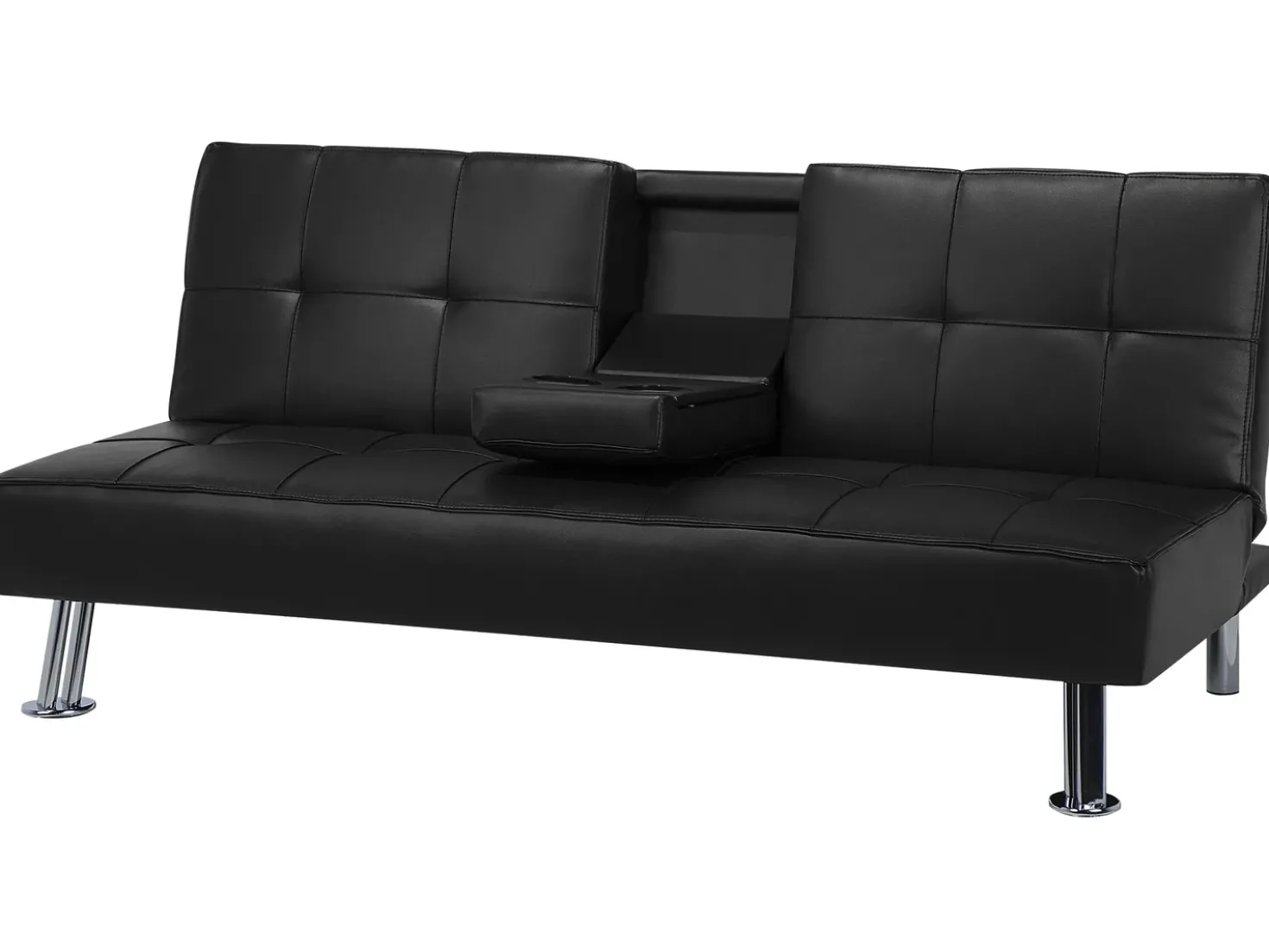 Divano letto 3 posti ROXEN Pelle sintetica Nero