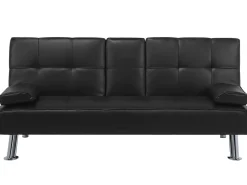 Divano letto 3 posti ROXEN Pelle sintetica Nero