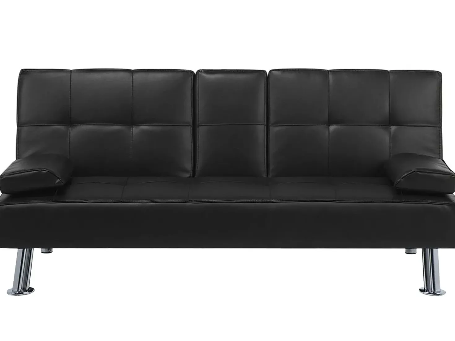 Divano letto 3 posti ROXEN Pelle sintetica Nero