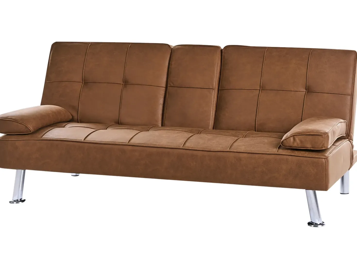 Divano letto 3 posti ROXEN Pelle sintetica Marrone dorato