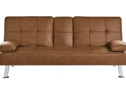 Divano letto 3 posti ROXEN Pelle sintetica Marrone dorato