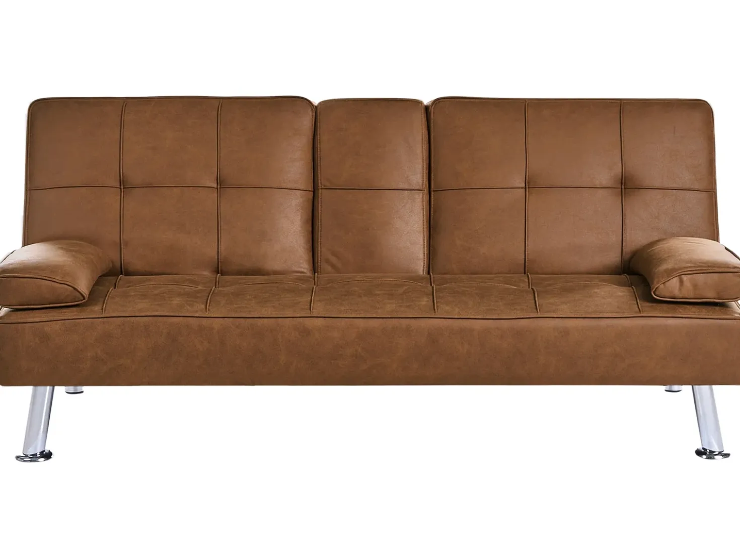 Divano letto 3 posti ROXEN Pelle sintetica Marrone dorato