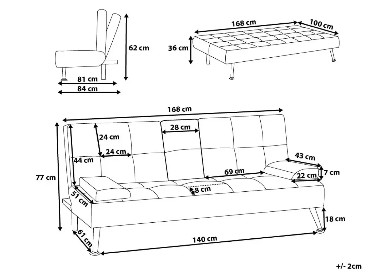 Divano letto 3 posti ROXEN Pelle sintetica Marrone dorato