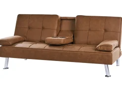 Divano letto 3 posti ROXEN Pelle sintetica Marrone dorato