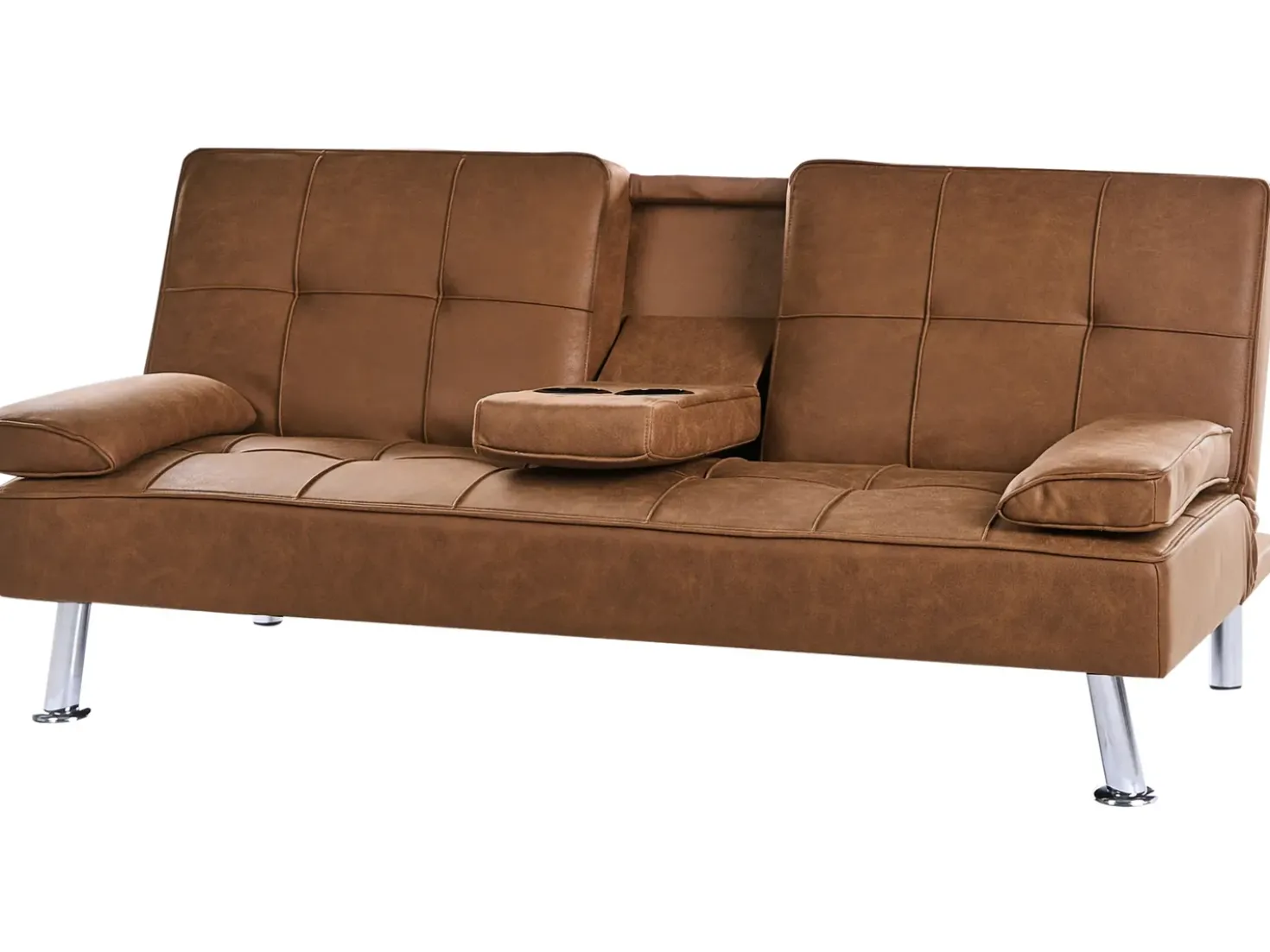 Divano letto 3 posti ROXEN Pelle sintetica Marrone dorato