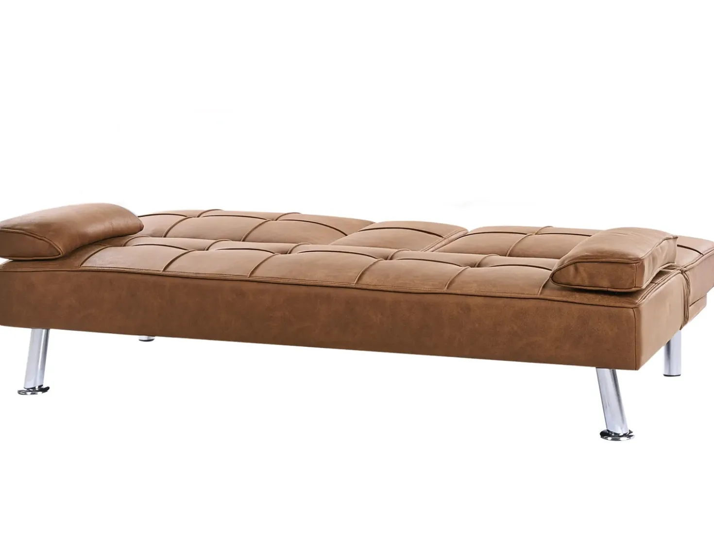 Divano letto 3 posti ROXEN Pelle sintetica Marrone dorato