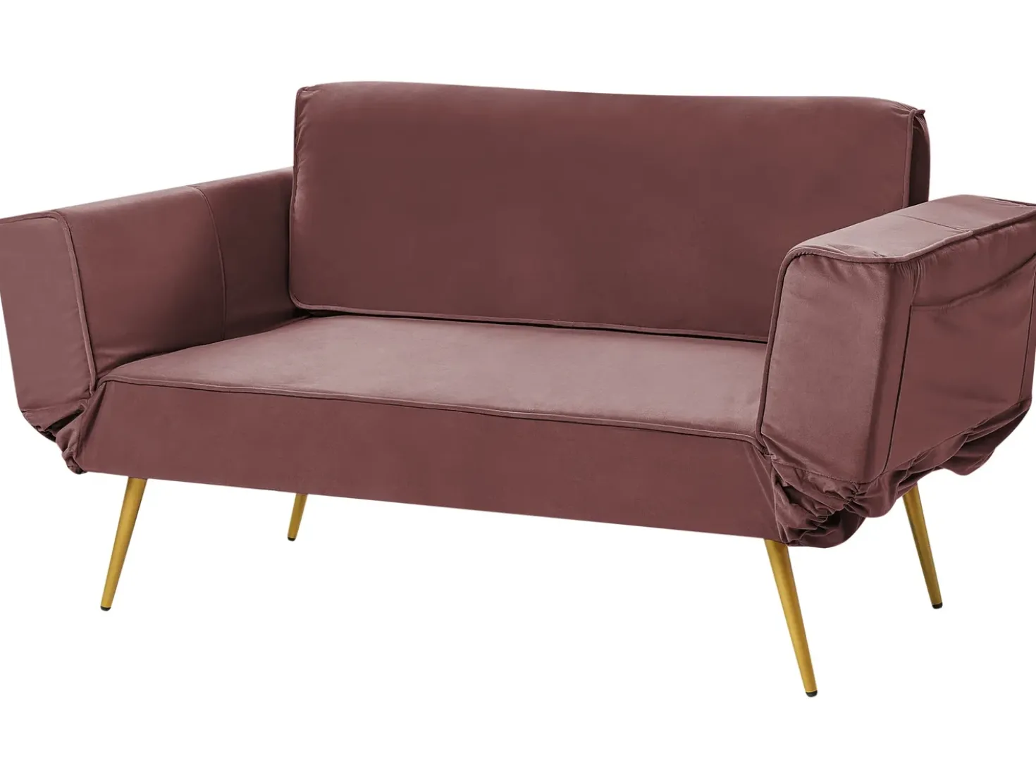 Divano letto 2 posti SAARELA Velluto Rosa
