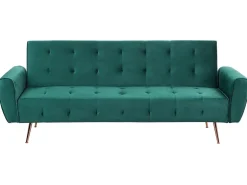 Divano letto 3 posti SELNES Velluto Verde smeraldo