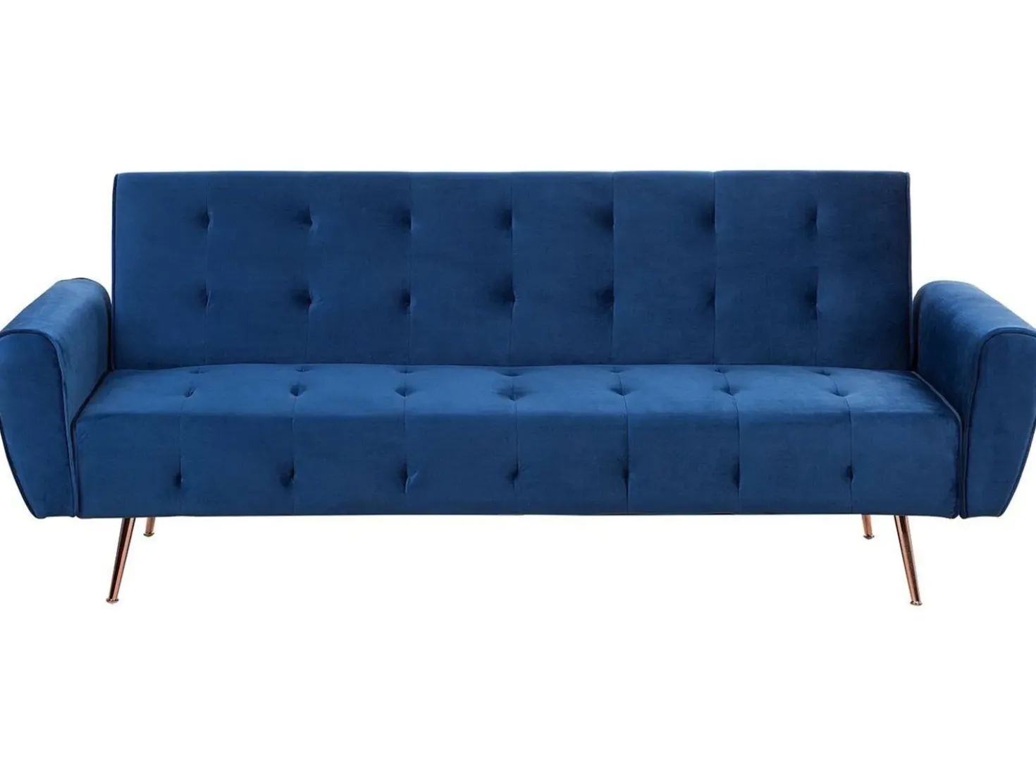 Divano letto 3 posti SELNES Velluto Blu marino
