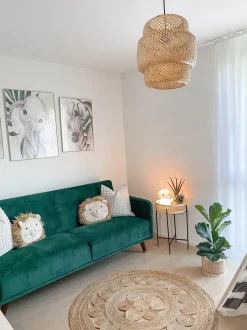 Divano letto 3 posti SENJA Velluto Verde smeraldo