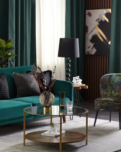 Divano letto 3 posti SENJA Velluto Verde smeraldo