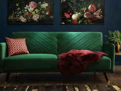 Divano letto 3 posti SENJA Velluto Verde smeraldo