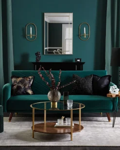 Divano letto 3 posti SENJA Velluto Verde smeraldo