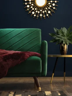 Divano letto 3 posti SENJA Velluto Verde smeraldo
