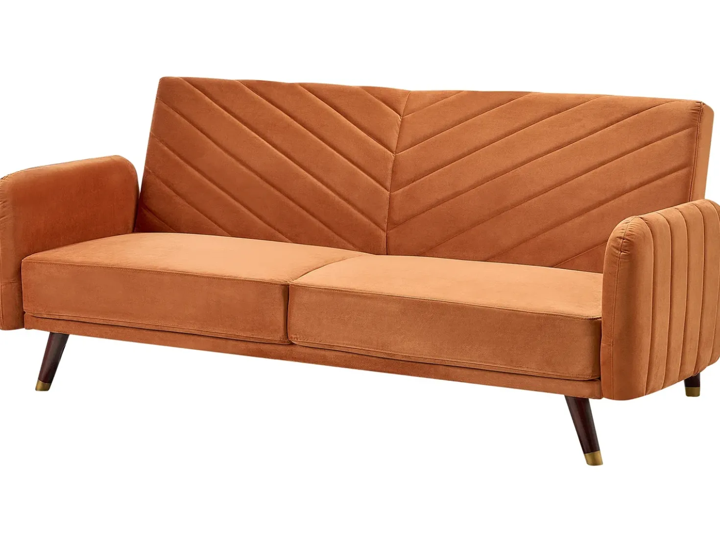Divano letto 3 posti SENJA Velluto Arancione