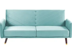 Divano letto 3 posti SENJA Velluto Azzurro