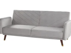 Divano letto 3 posti SENJA Velluto Grigio chiaro