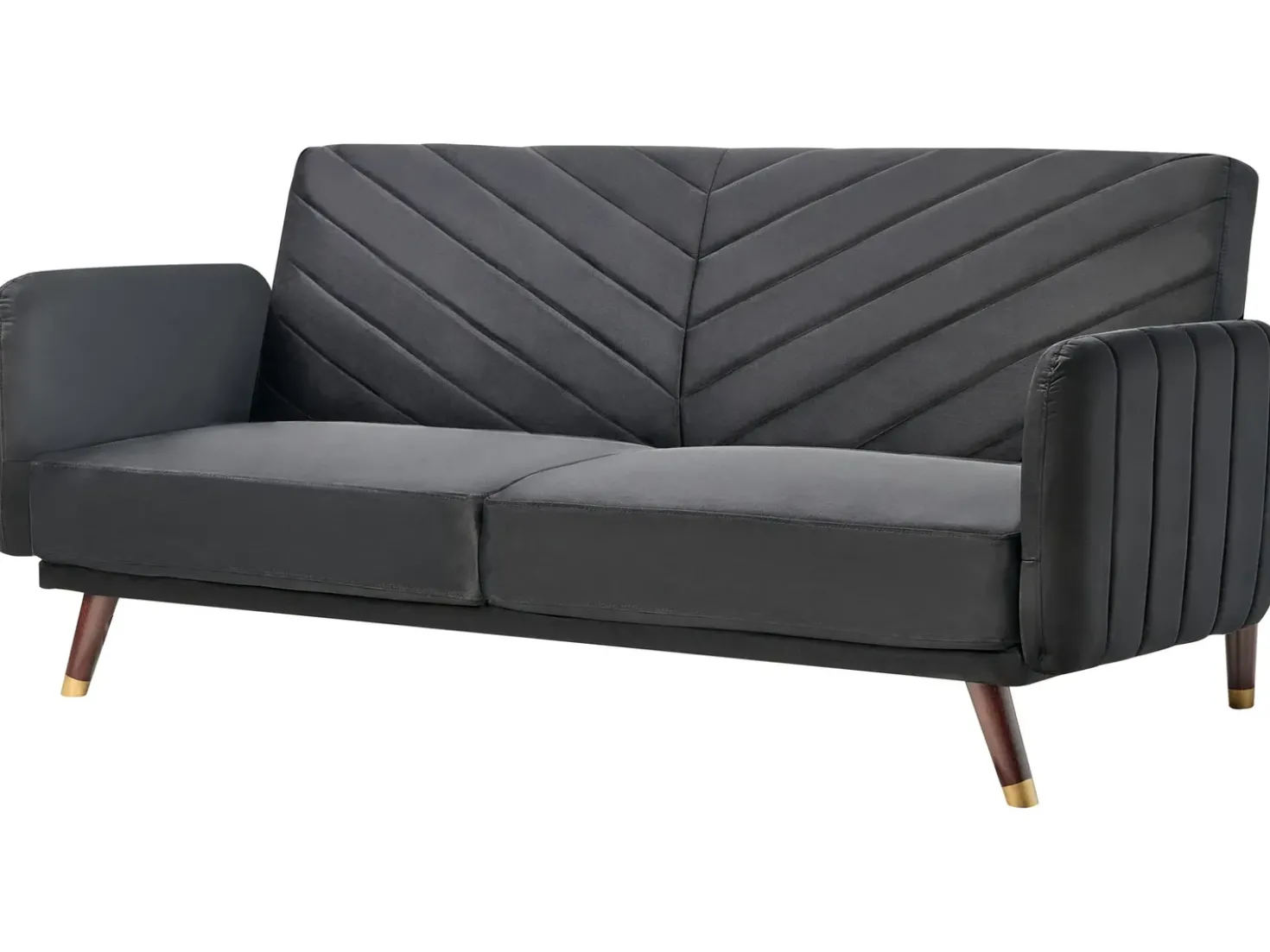 Divano letto 3 posti SENJA Velluto Nero