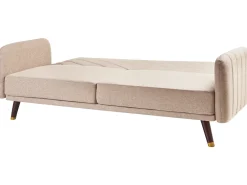 Divano letto 3 posti SENJA Lino sintetico Marrone chiaro