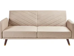 Divano letto 3 posti SENJA Lino sintetico Marrone chiaro