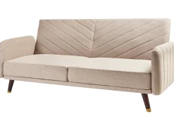Divano letto 3 posti SENJA Lino sintetico Marrone chiaro