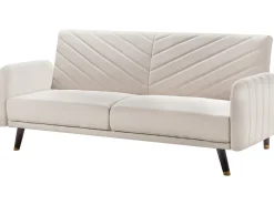 Divano letto 3 posti SENJA Lino sintetico Beige chiaro
