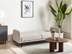 Divano letto 3 posti SENJA Lino sintetico Beige chiaro
