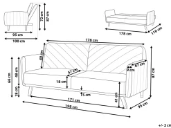 Divano letto 3 posti SENJA Lino sintetico Beige chiaro