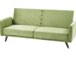 Divano letto 3 posti SENJA Velluto Verde oliva