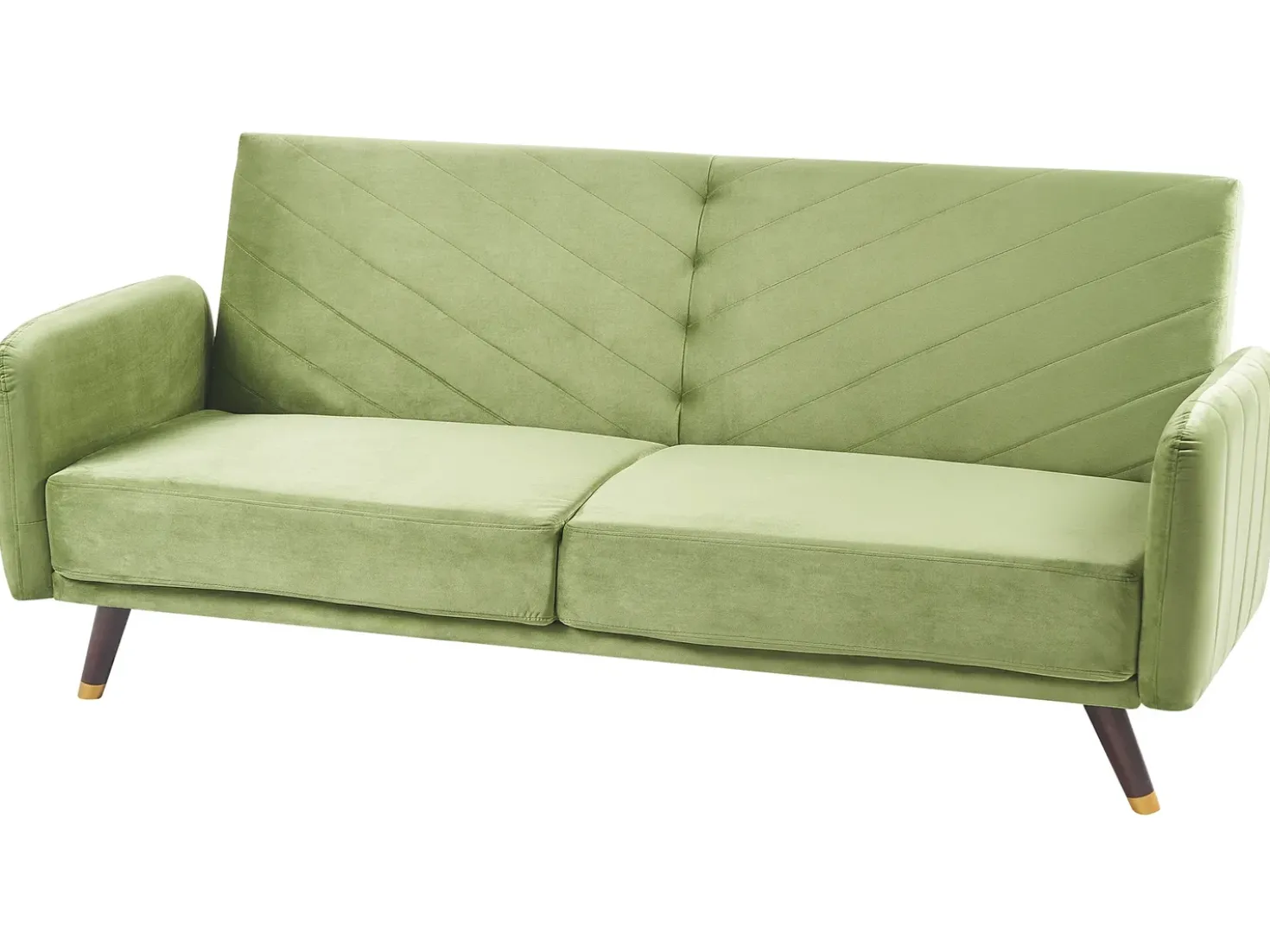 Divano letto 3 posti SENJA Velluto Verde oliva