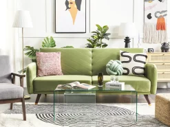 Divano letto 3 posti SENJA Velluto Verde oliva